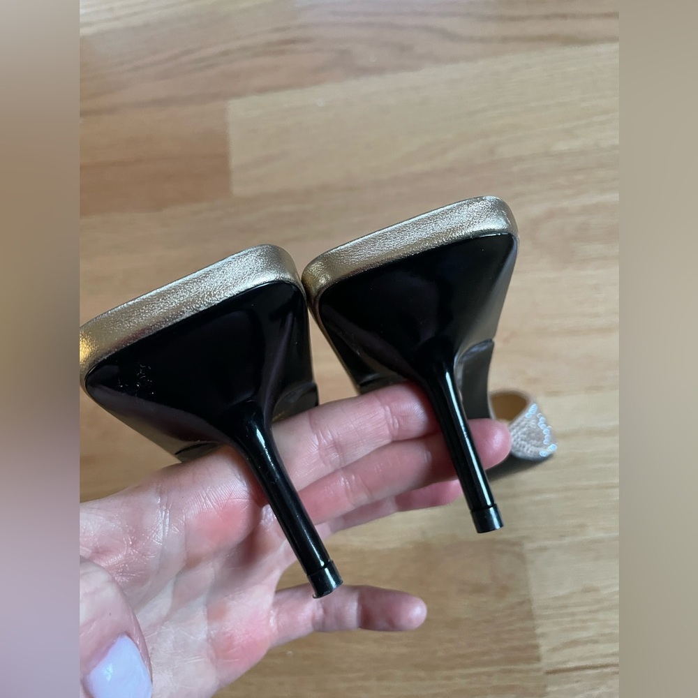 Black suede studio gold heeled sandals / mules - Picture 3 of 6